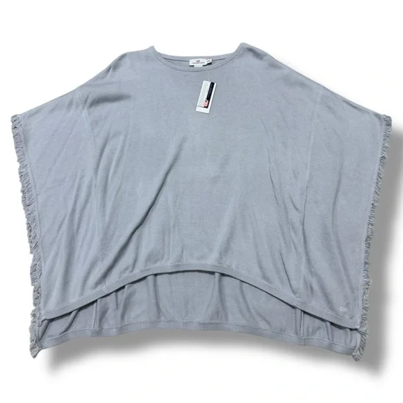 Vineyard Vines Fringe Sweater Poncho Baby Blue Cozy Layer Women’s XS/S - Picture 3 of 6
